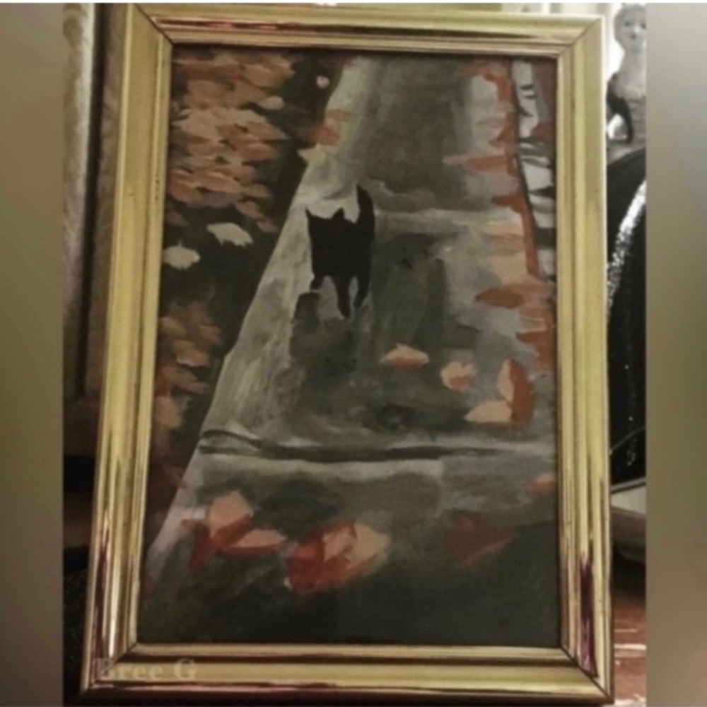 NEW ORIGINAL "BLACK CAT" ART PRINT